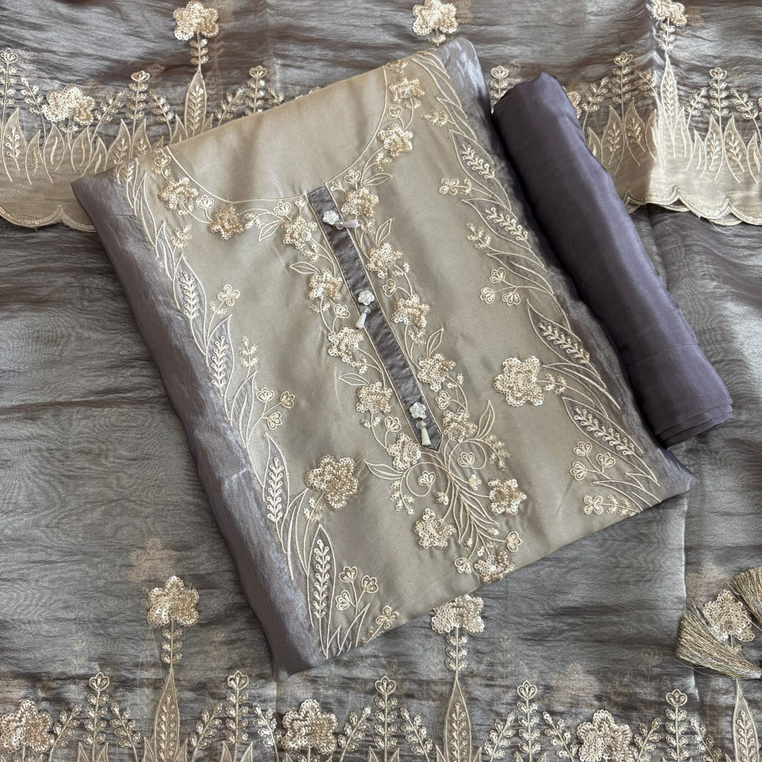 Premium Shimmer Organza Unstitched Suit Set-R15495-A3