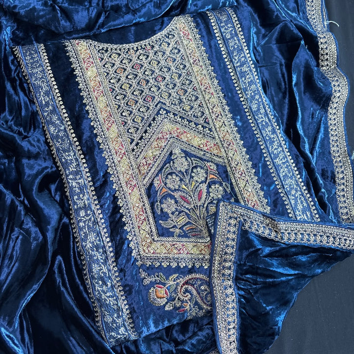 Premium Velvet Unstitched Suit Set-DF3210