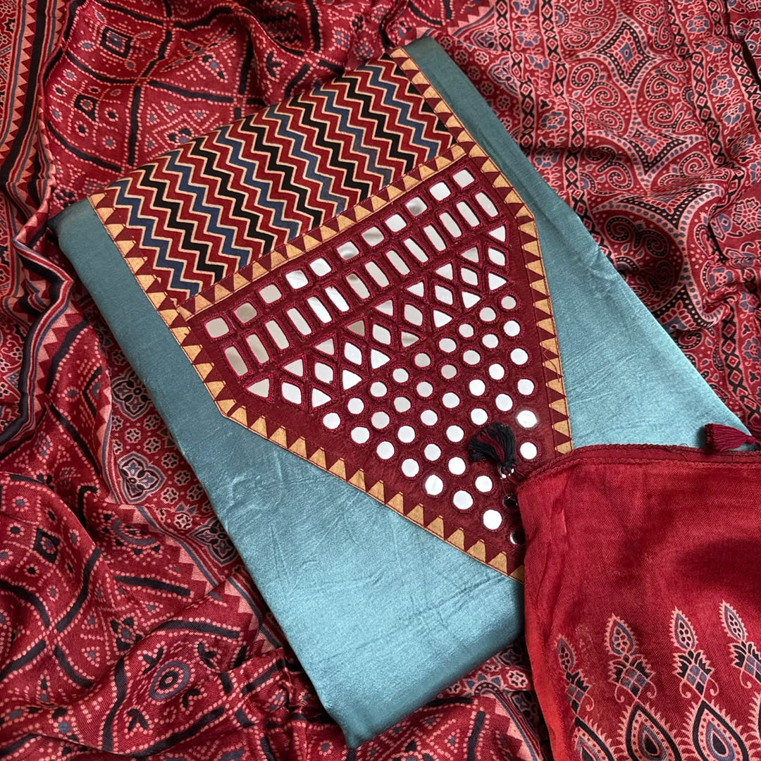 Premium Gajji Silk Unstitched Suit Set-270007-A1