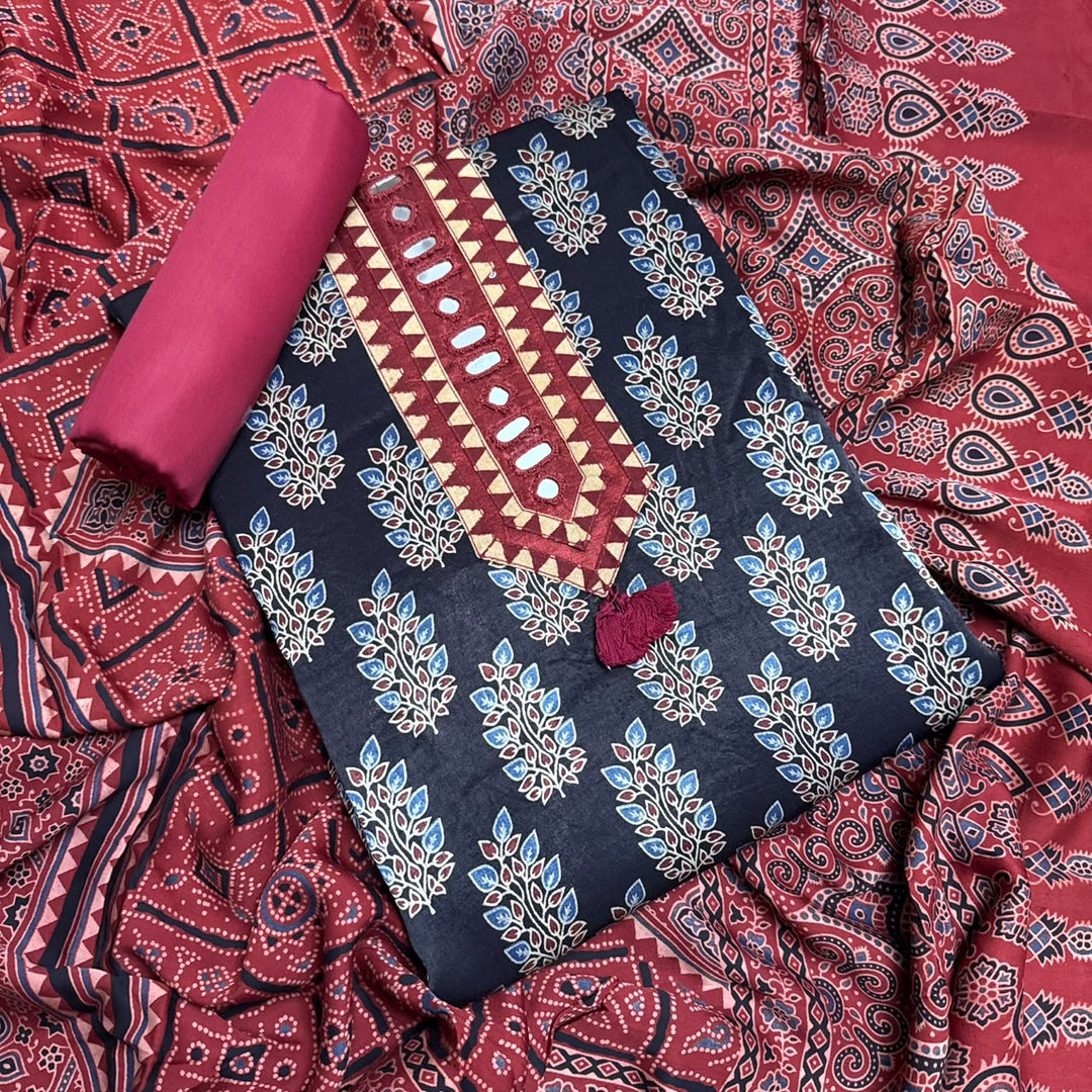 Premium Gajji Silk Unstitched Suit Set-BR3201 | A