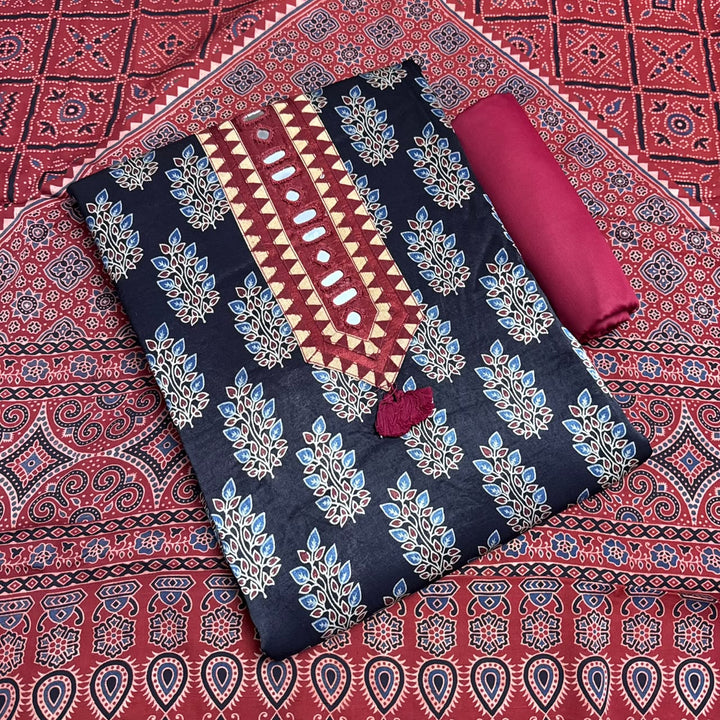Premium Gajji Silk Unstitched Suit Set-BR3201 | A