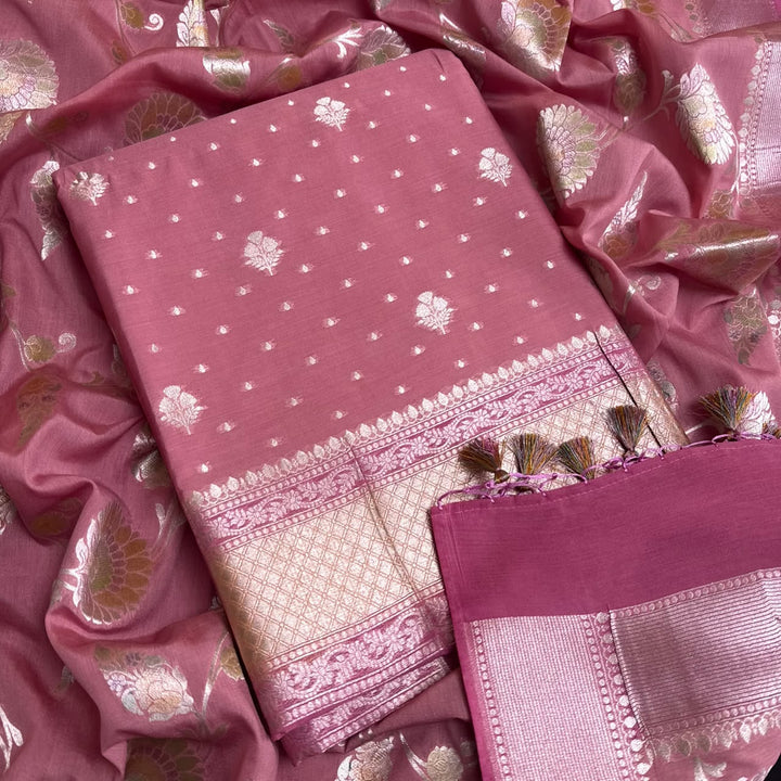 Premium Pure Muga Silk Unstitched Suit Set-HC1001-A1