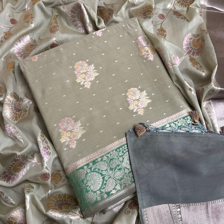 Premium Pure Muga Silk Unstitched Suit Set-HC1001-A2