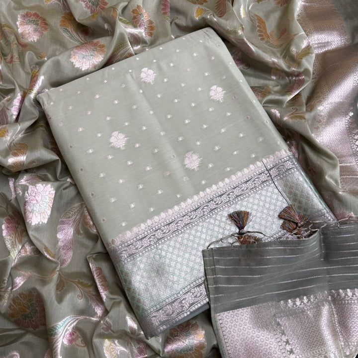 Premium Pure Muga Silk Unstitched Suit Set-HC1001-A6