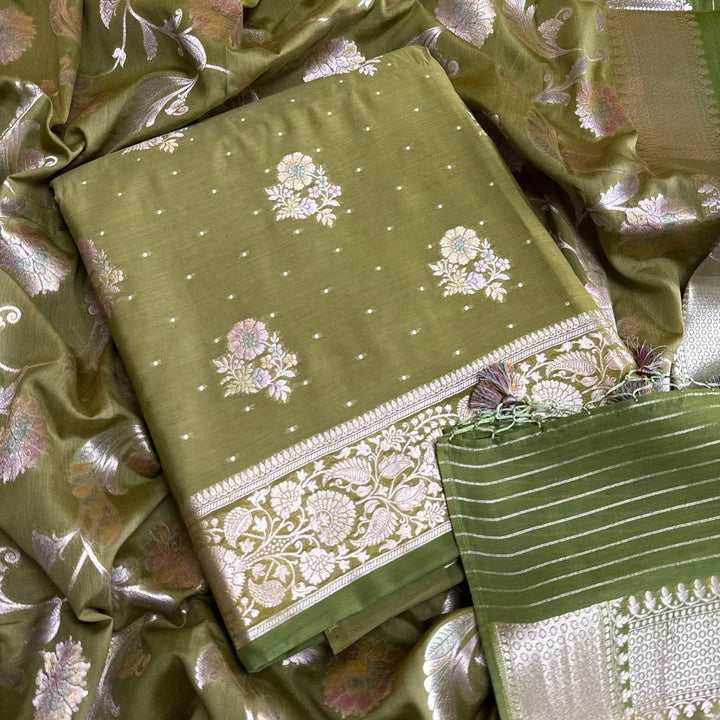 Premium Pure Muga Silk Unstitched Suit Set-HC1001-A7