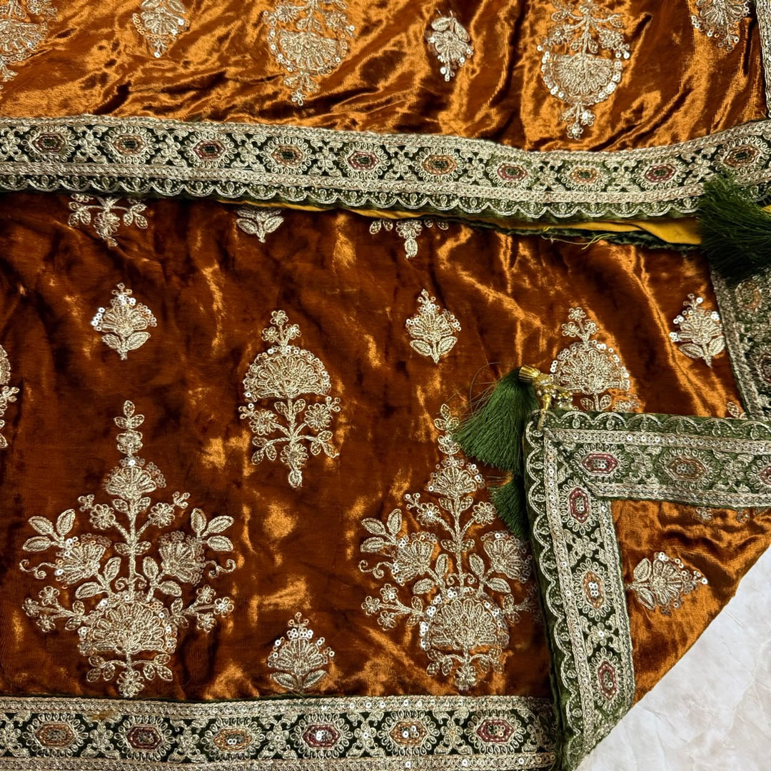 Premium Velvet Zari & Sequins Embroidered Unstitched Suit Set-PS5301-A1
