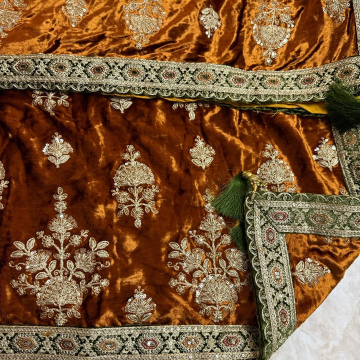 Premium Velvet Zari & Sequins Embroidered Unstitched Suit Set-PS5301-A1
