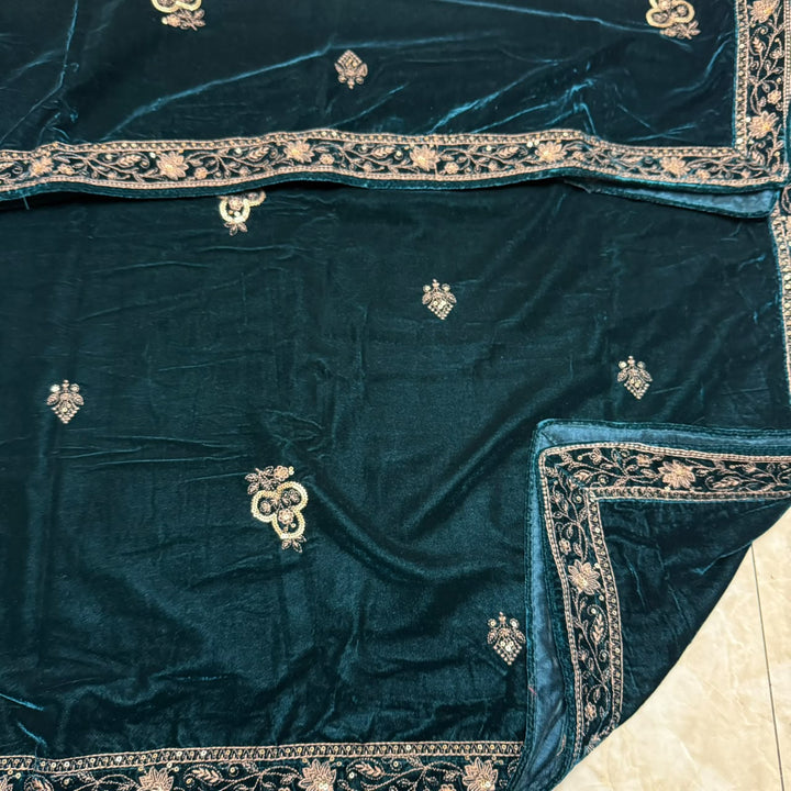 Premium Velvet Thread & Sequins Embroidered Unstitched Suit Set-PS5802-1
