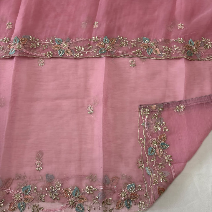 Premium Crush Tissue Thread, Zari & Sequins Embroidered Unstitched Suit Set-LF8802-A