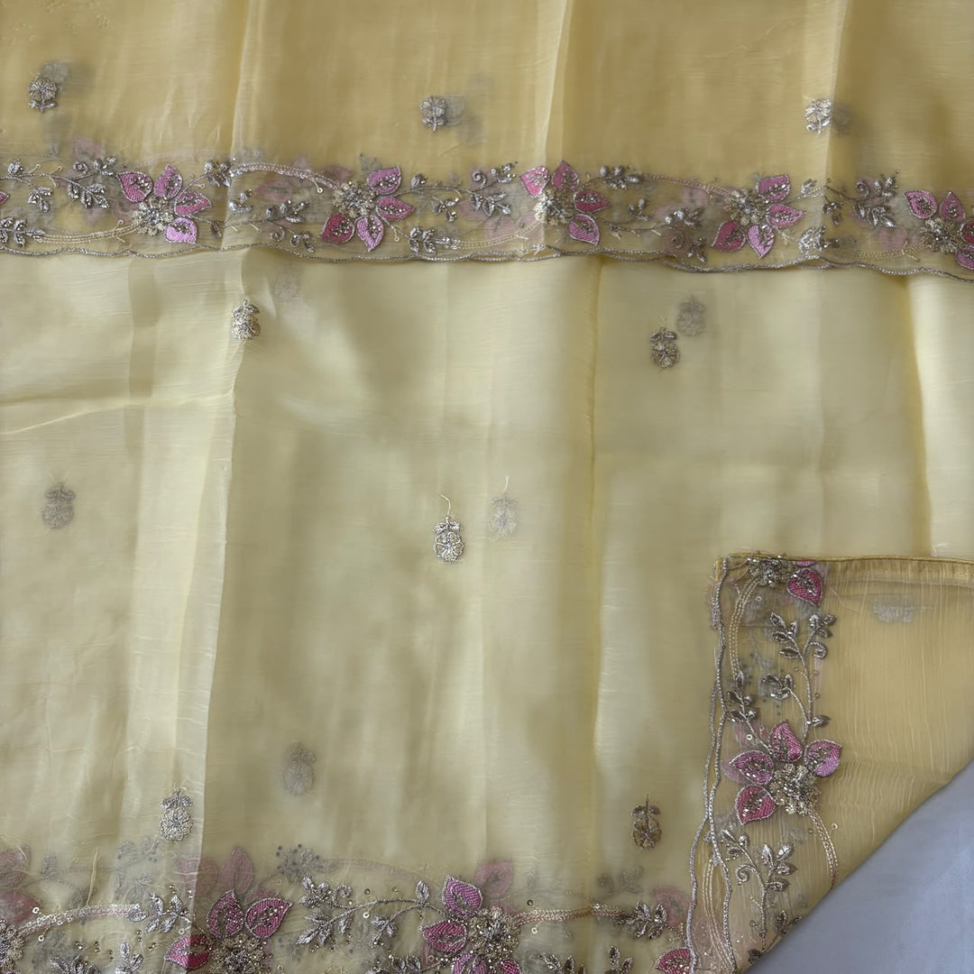 Premium Crush Tissue Thread, Zari & Sequins Embroidered Unstitched Suit Set-LF8802-A3