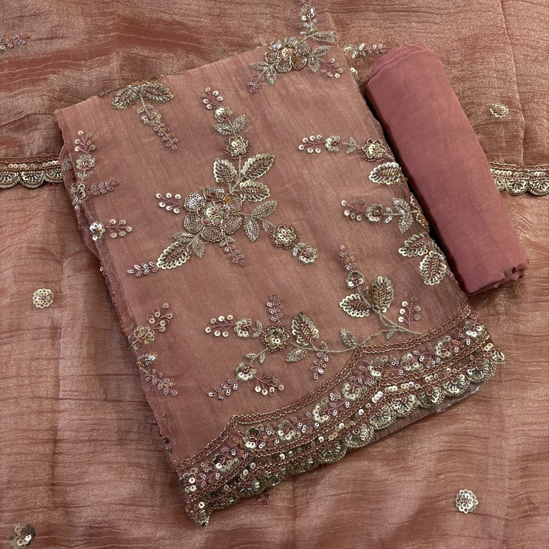 Premium Crush Tissue Sequins & Cutdana Embroidered Unstitched Suit Set | LF8752-3