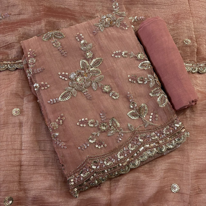 Premium Crush Tissue Sequins & Cutdana Embroidered Unstitched Suit Set | LF8752-3
