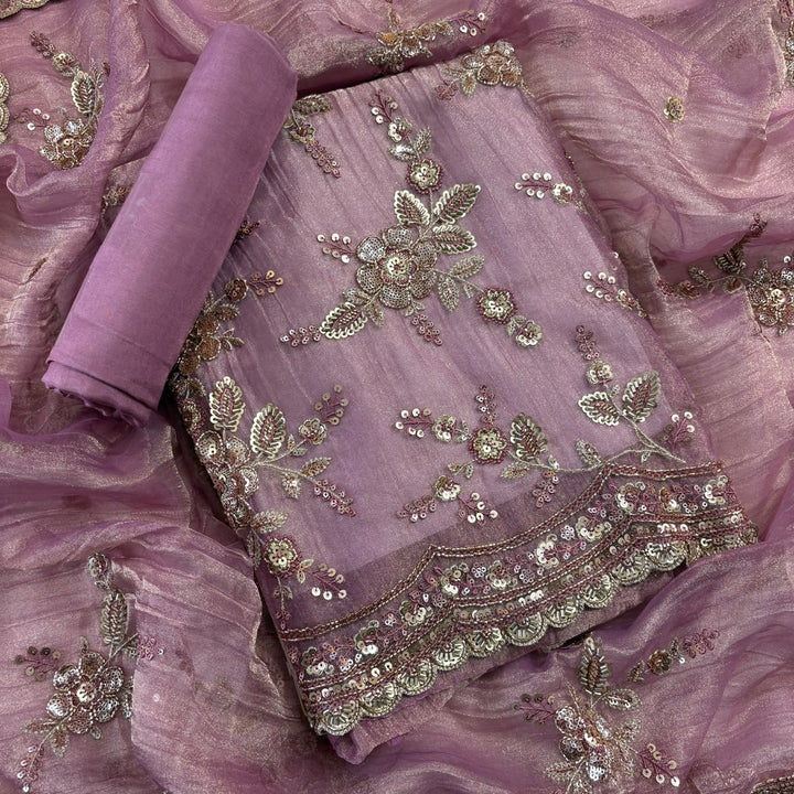 Premium Crush Tissue Sequins & Cutdana Embroidered Unstitched Suit Set | LF8752-1