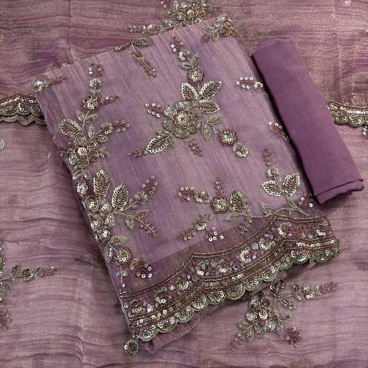 Premium Crush Tissue Sequins & Cutdana Embroidered Unstitched Suit Set | LF8752-1