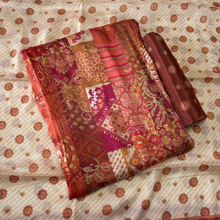 Premium Gajji Silk Printed Unstitched Suit Set | GT1950-2