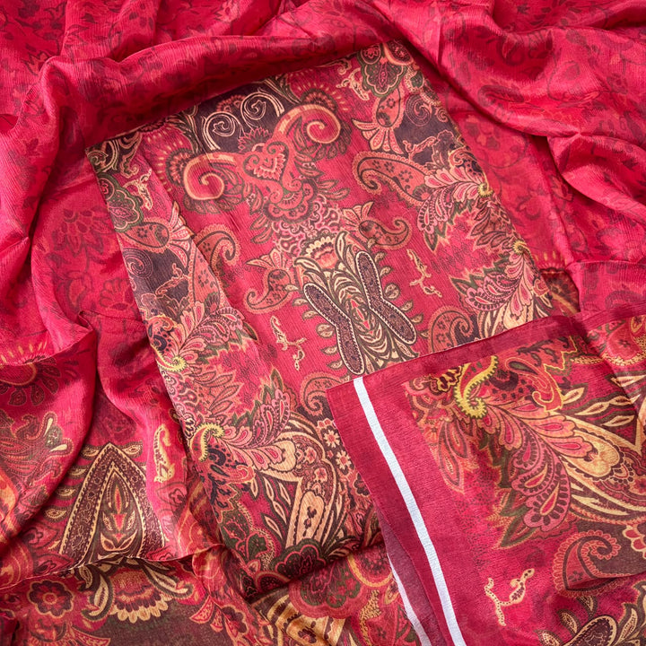Premium Gajji Silk Printed Unstitched Suit Set | GT1950-3