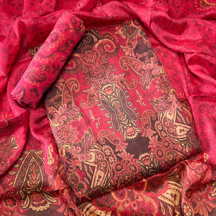 Premium Gajji Silk Printed Unstitched Suit Set | GT1950-3