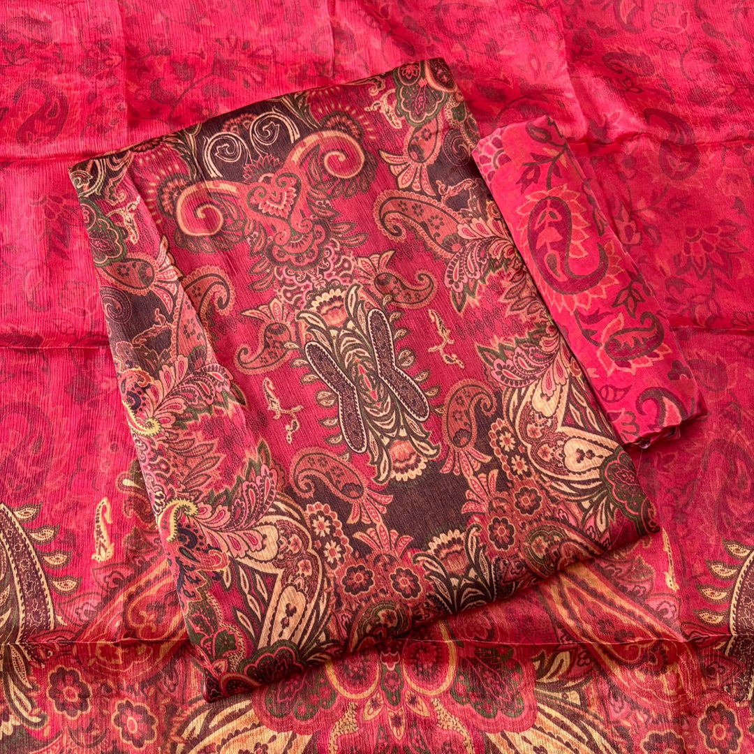 Premium Gajji Silk Printed Unstitched Suit Set | GT1950-3