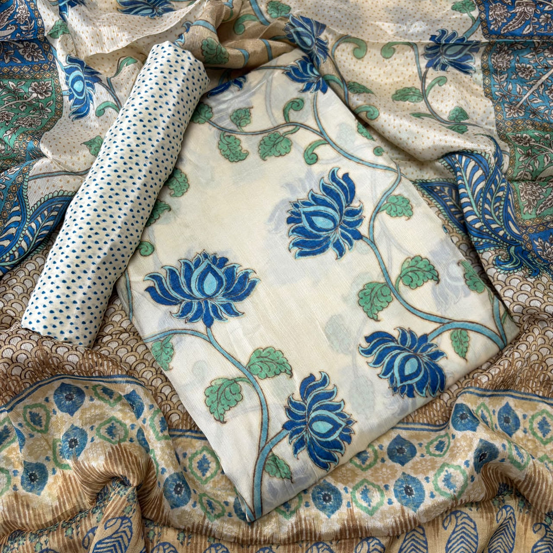 Premium Gajji Silk Printed Unstitched Suit Set | GT1950-7