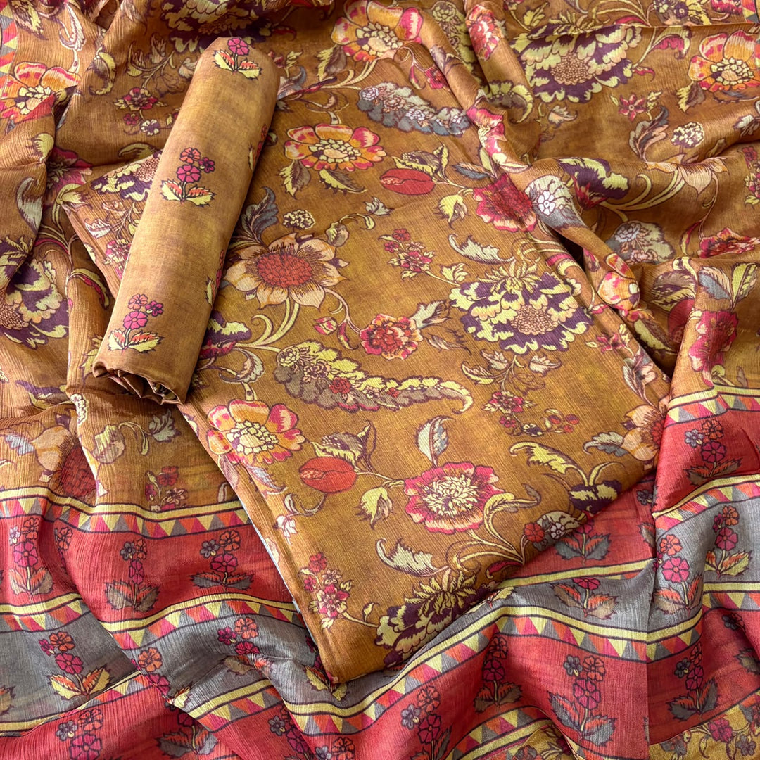 Premium Gajji Silk Printed Unstitched Suit Set | GT1950-8
