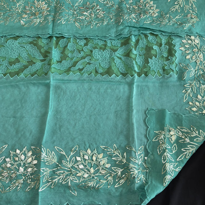 Premium Organza Silk Gota Patti Work Unstitched Suit Set | UN3032-A4
