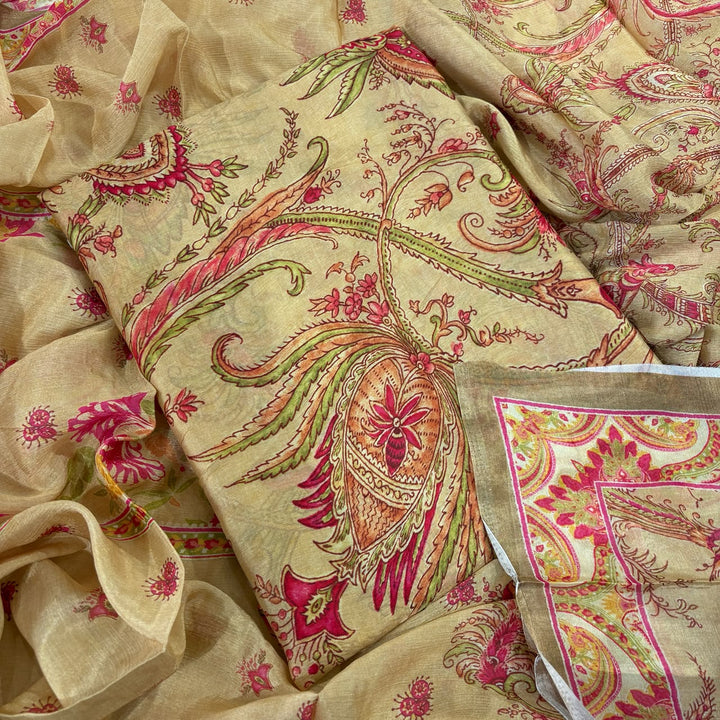 Premium Gajji Silk Printed Unstitched Suit Set | GT1950-10