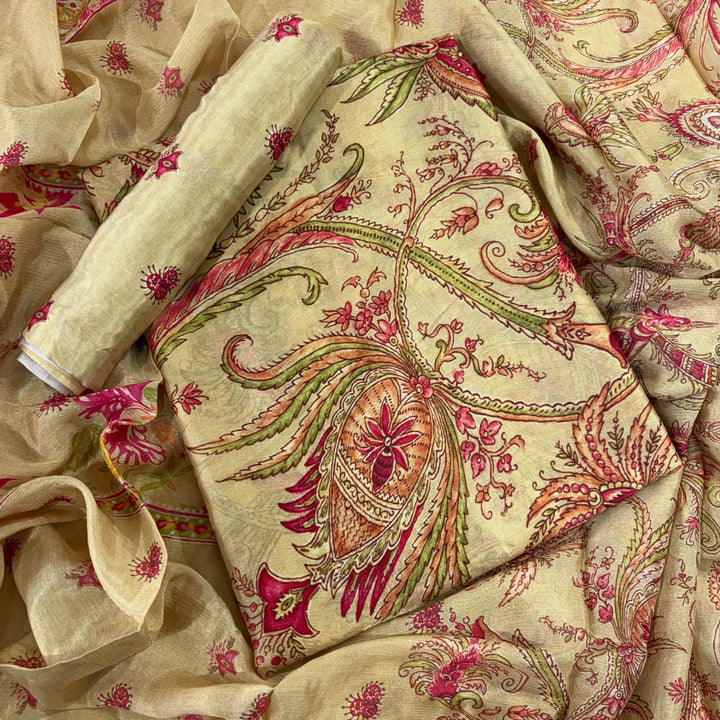 Premium Gajji Silk Printed Unstitched Suit Set | GT1950-10