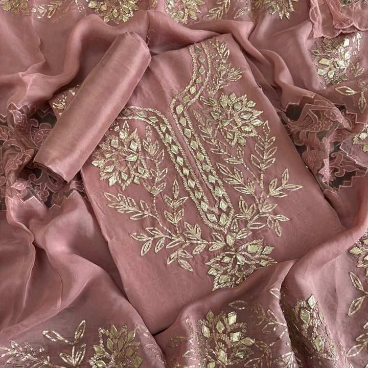 Premium Organza Silk Gota Patti Work Unstitched Suit Set | UN3032-A3