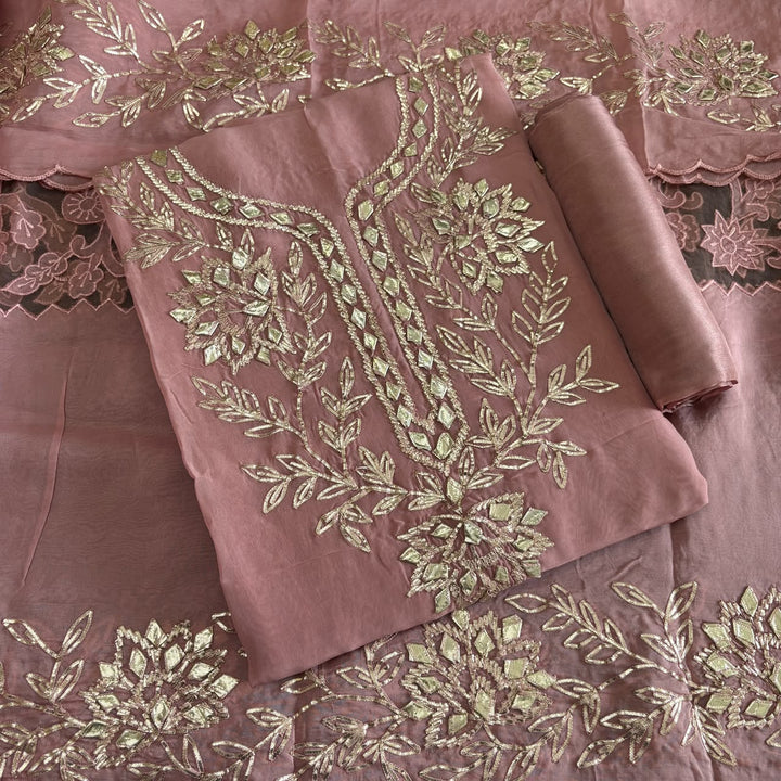 Premium Organza Silk Gota Patti Work Unstitched Suit Set | UN3032-A3