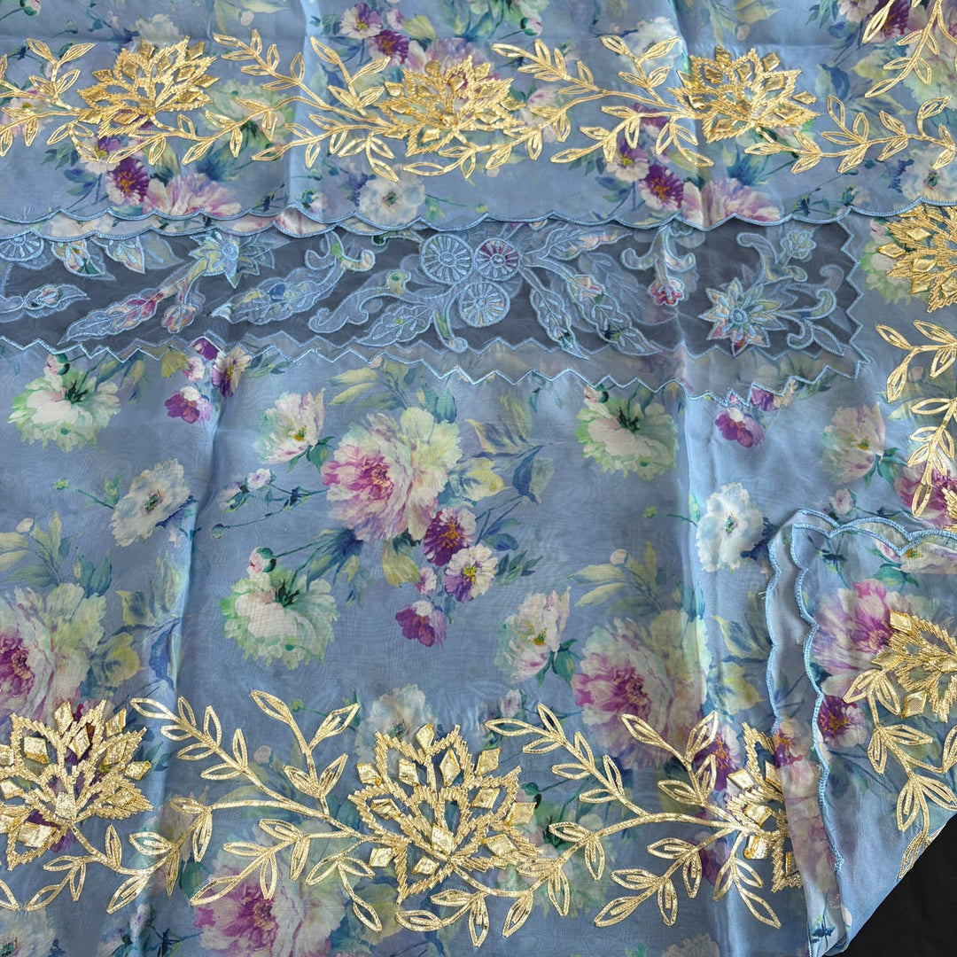 Premium Organza Silk Gota Patti Work Unstitched Suit Set | UN3032-A2