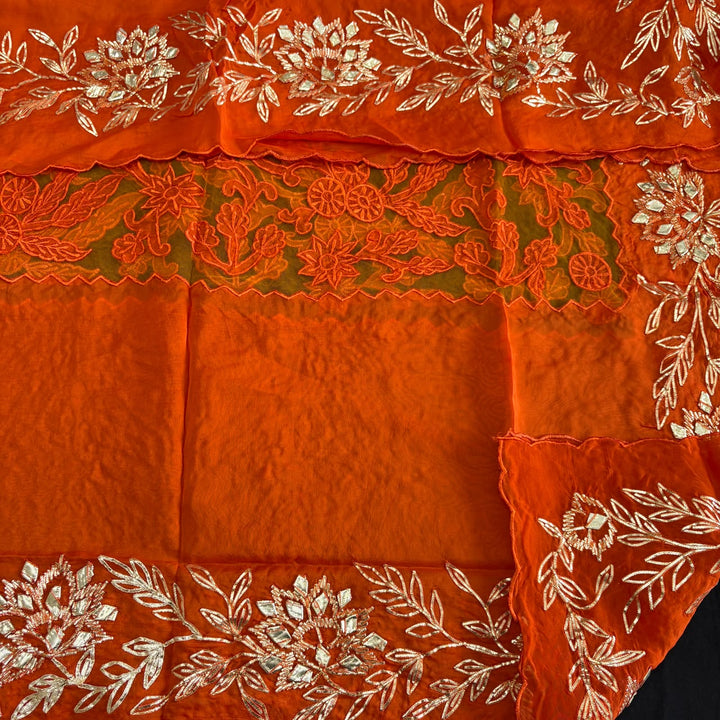 Premium Organza Silk Gota Patti Work Unstitched Suit Set | UN3032-A1