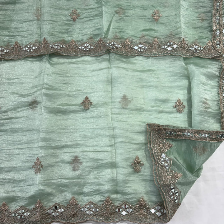 Premium Crush Tissue Zari and Mirror Work Unstitched Suit Set | LF8754-3