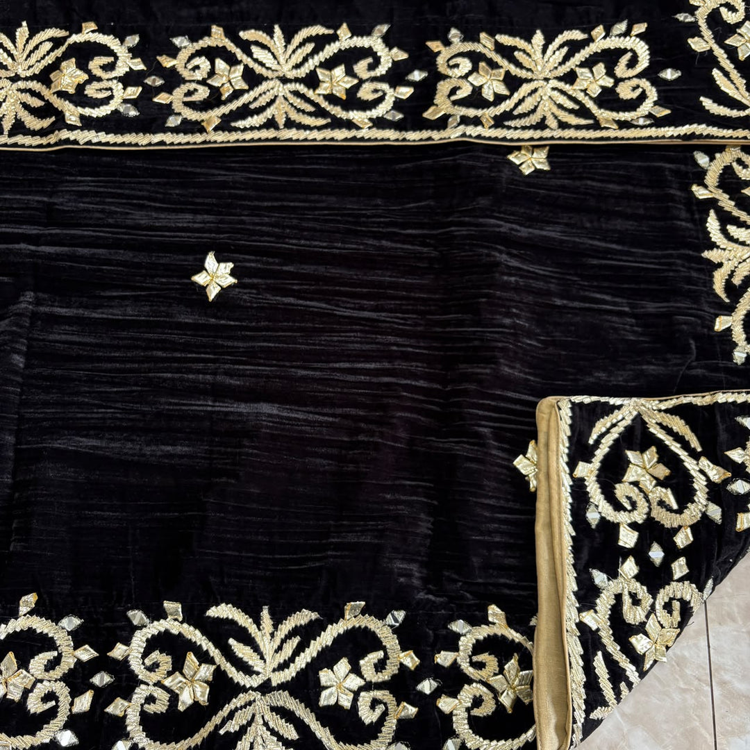 Premium Velvet Gota Patti Mirror Work Suit Set | Unstitched Designer Suit for Women-RT5001-03