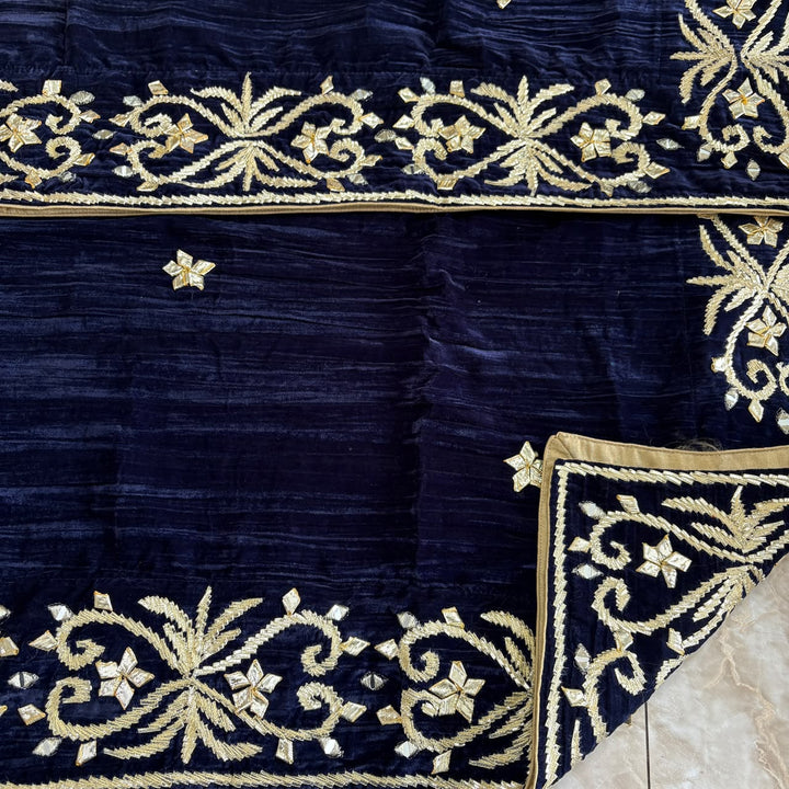 Premium Velvet Gota Patti Mirror Work Suit Set | Unstitched Designer Suit for Women-RT5001-04