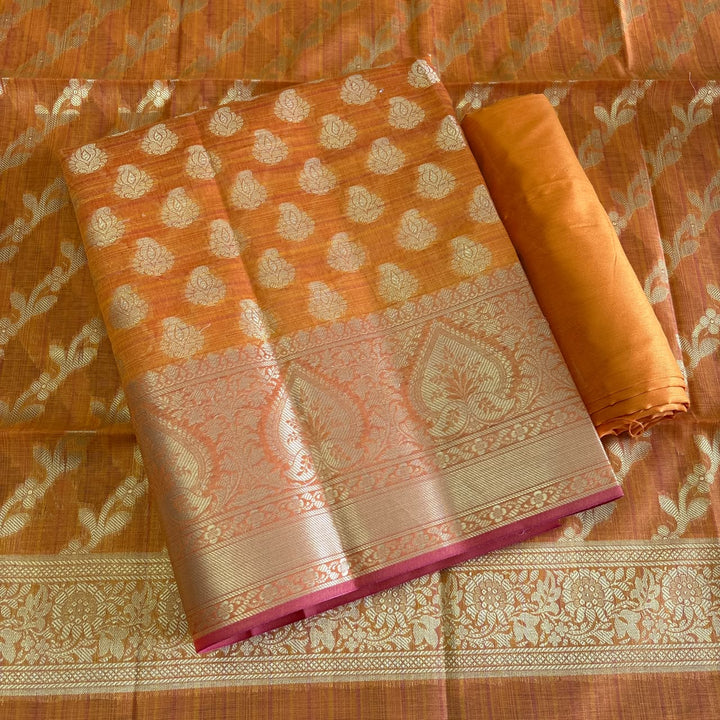 Premium Banarasi Butti Chanderi Unstitched Suit Set-HAB101-A