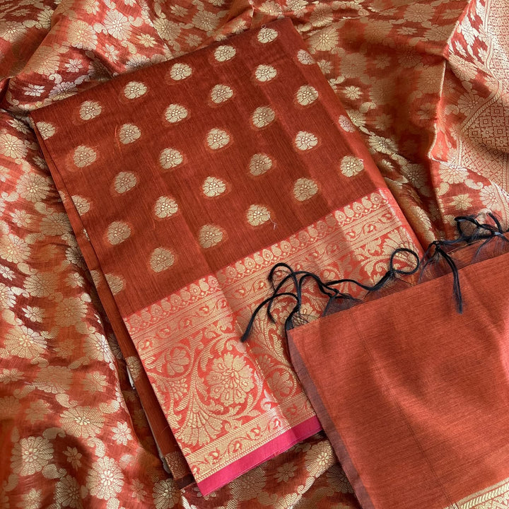 Premium Banarasi Butti Chanderi Unstitched Suit Set-HAB101-C