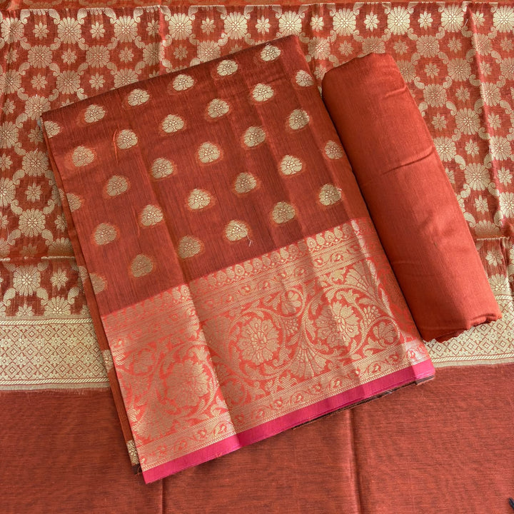 Premium Banarasi Butti Chanderi Unstitched Suit Set-HAB101-C
