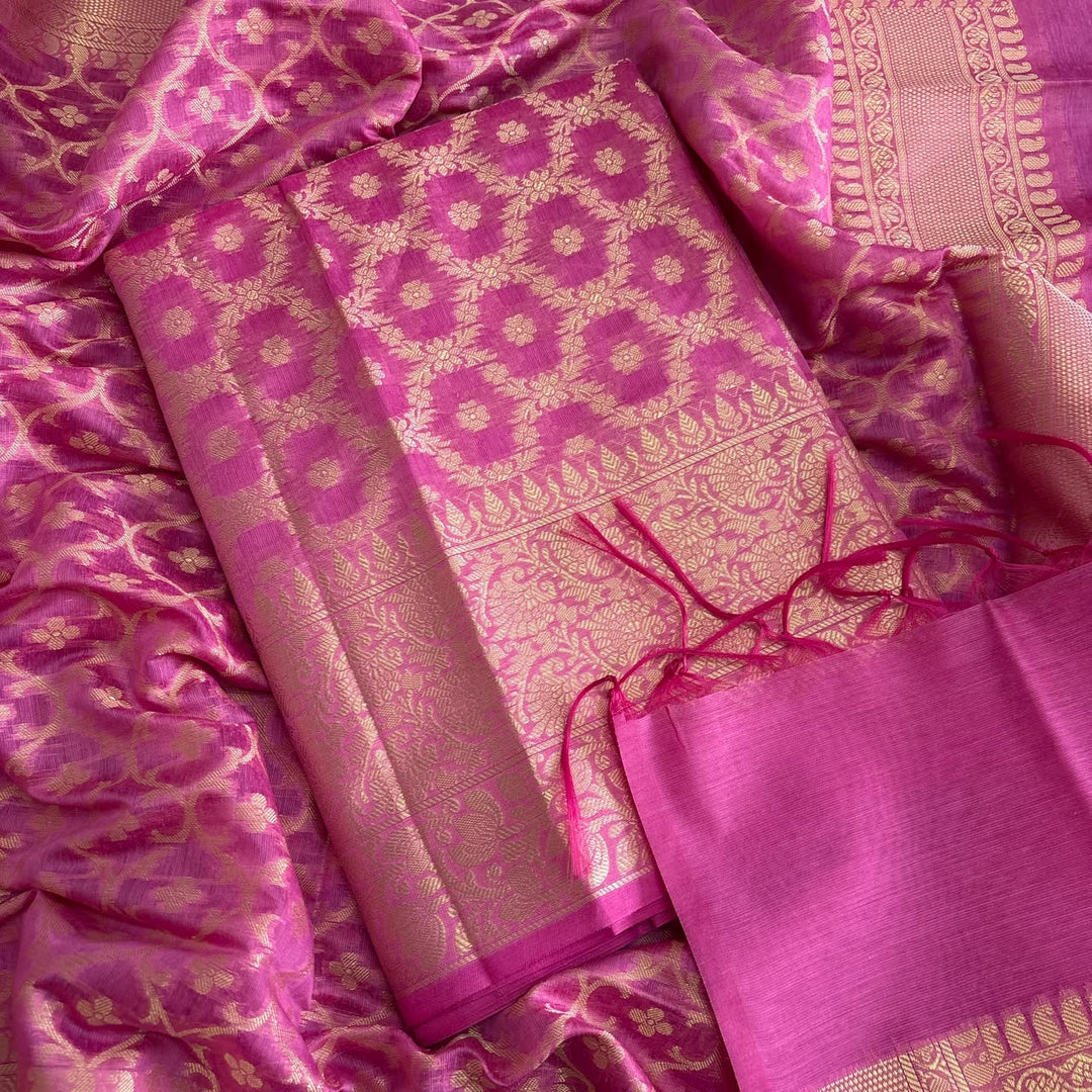 Premium Banarasi Butti Chanderi Unstitched Suit Set-HAB101-D