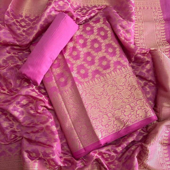 Premium Banarasi Butti Chanderi Unstitched Suit Set-HAB101-D