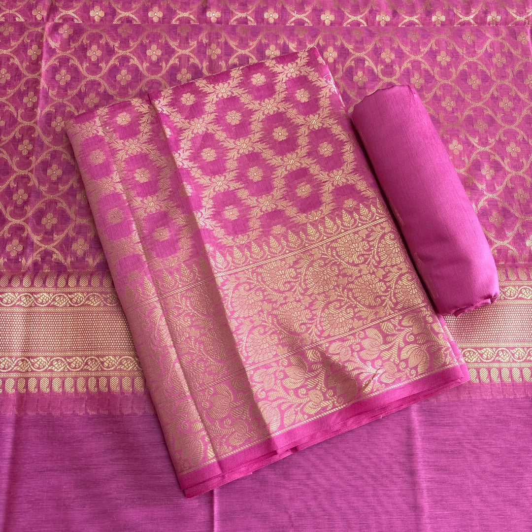 Premium Banarasi Butti Chanderi Unstitched Suit Set-HAB101-D