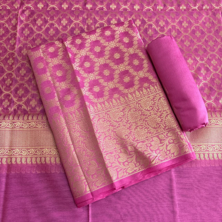 Premium Banarasi Butti Chanderi Unstitched Suit Set-HAB101-D