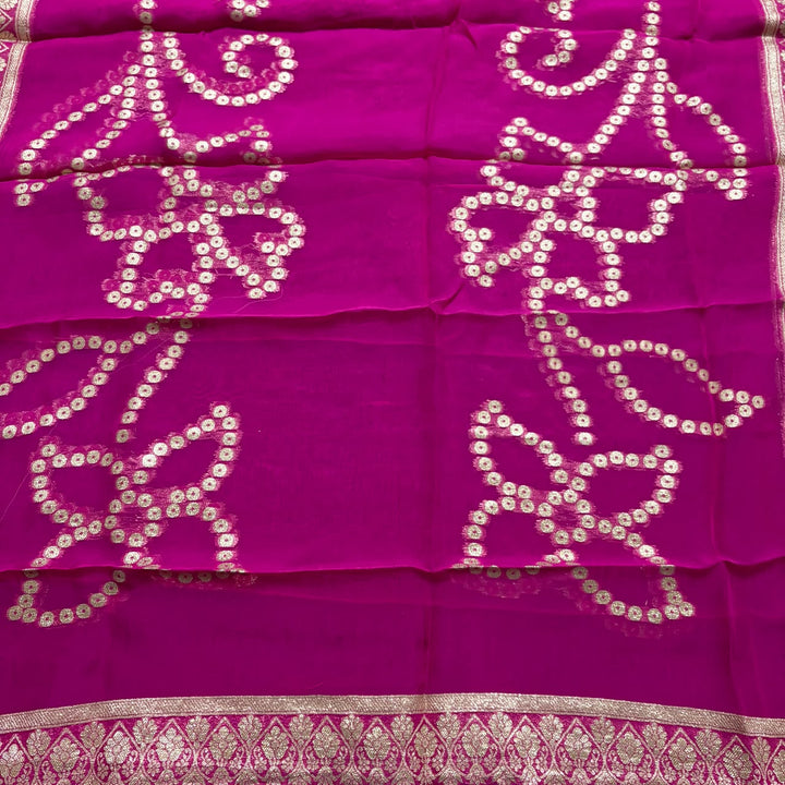 Premium Chinon Crepe Banarasi Dabka Work Unstitched Suit Set | HGT2541-1