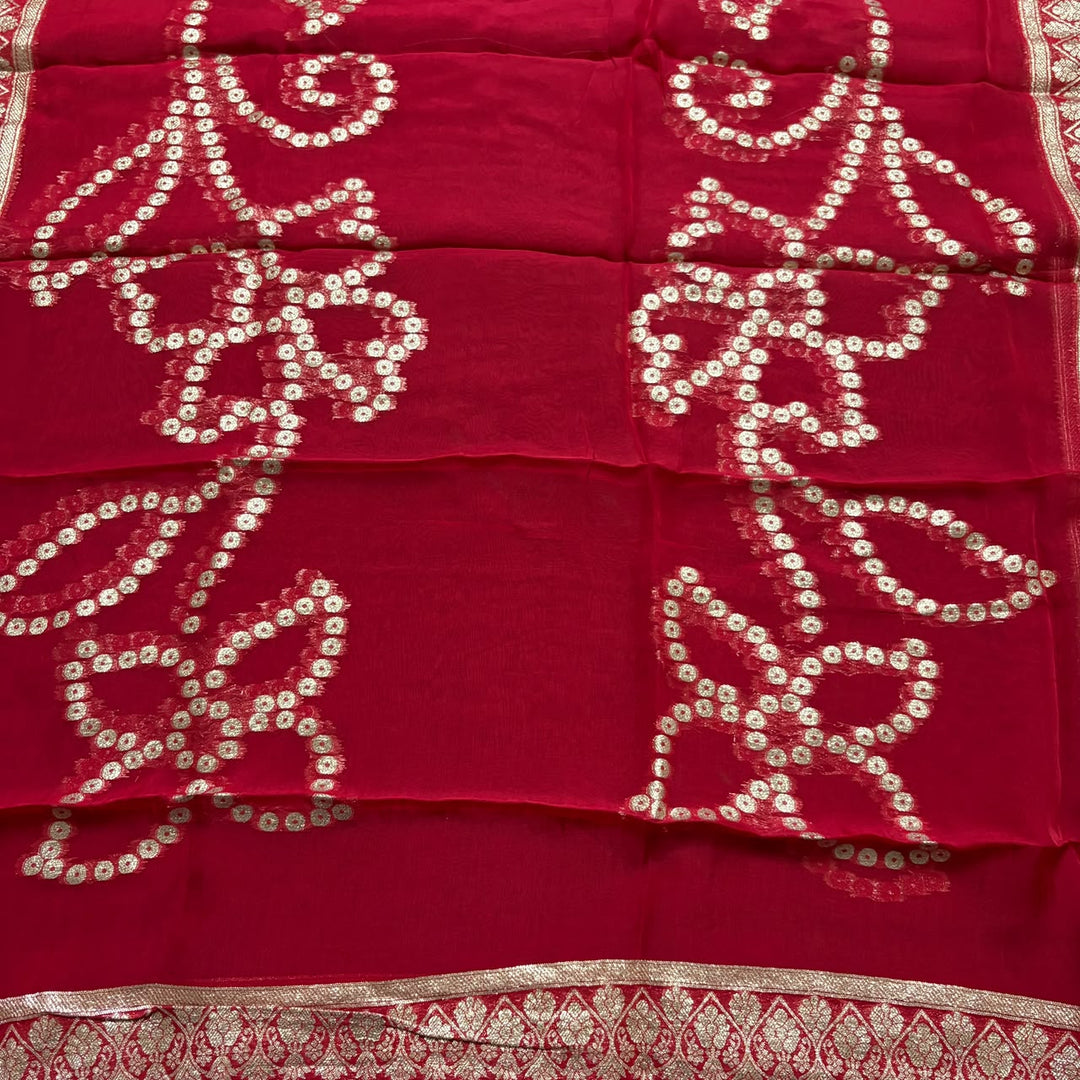 Premium Chinon Crepe Banarasi Dabka Work Unstitched Suit Set | HGT2541-2