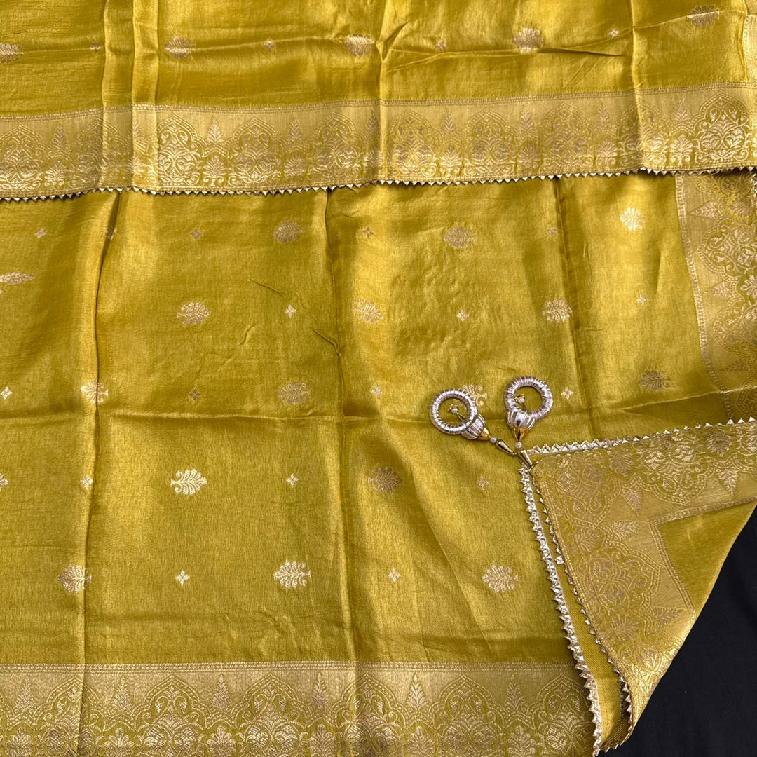 Premium Chanderi Hand Dabka Work Unstitched Suit Set | CH5295-1