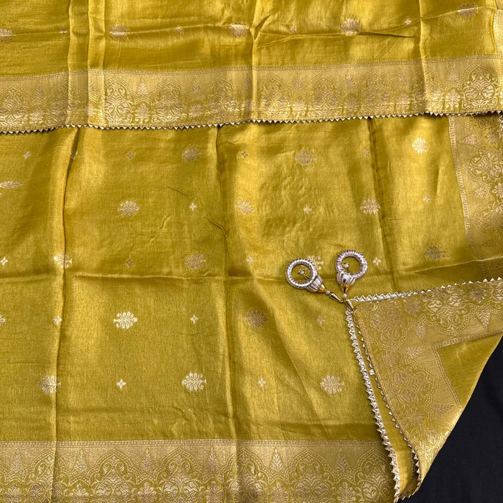 Premium Chanderi Hand Dabka Work Unstitched Suit Set | CH5295-1
