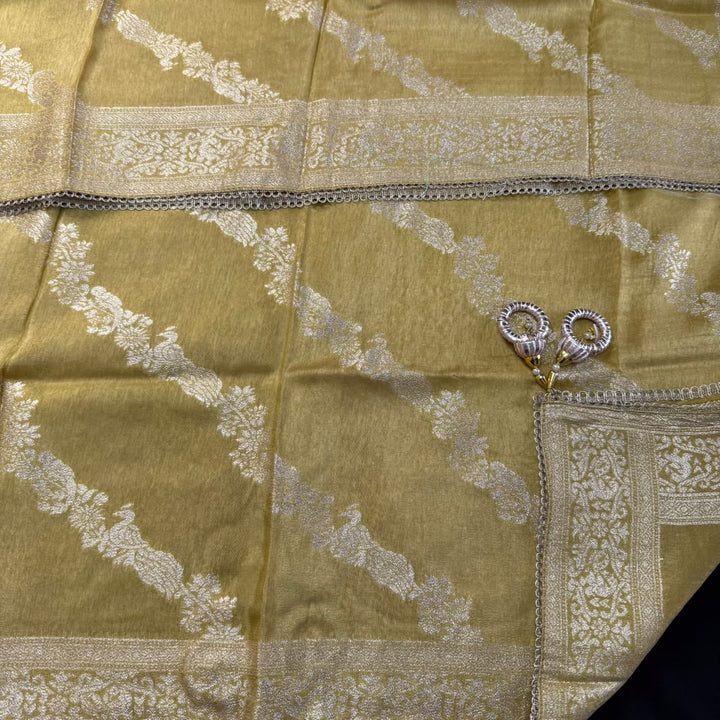 Premium Chanderi Hand Dabka Work Unstitched Suit Set | CH5364-1