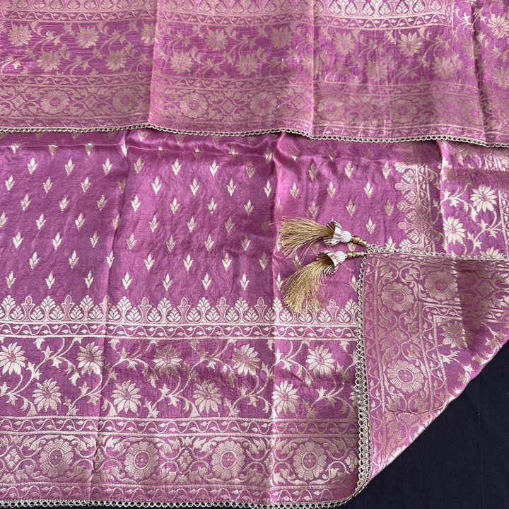 Premium Chanderi Hand Dabka Work Unstitched Suit Set | CH5371-1