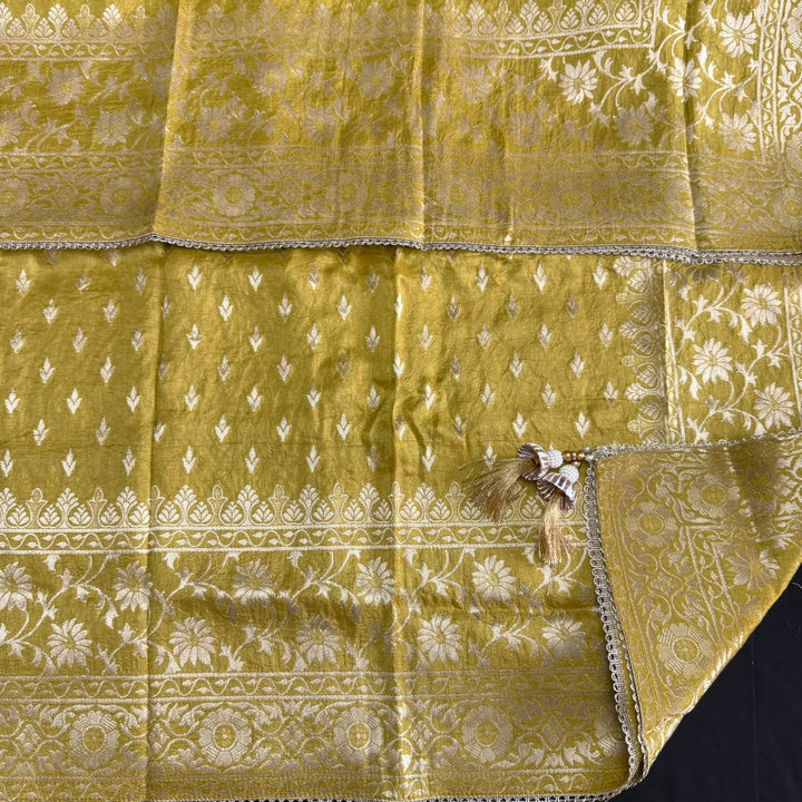 Premium Chanderi Hand Dabka Work Unstitched Suit Set | CH5371-2