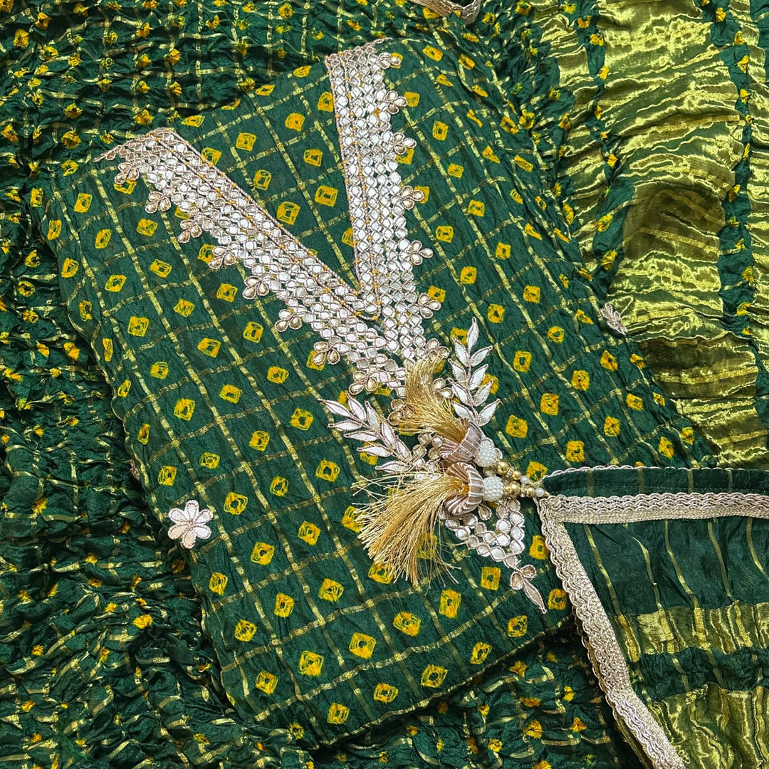 Premium Ghatchola Silk Gota Patti Work Unstitched Suit Set-HGT2727-A2