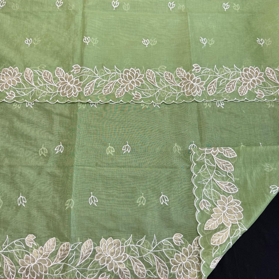 Pure Mal Chanderi Unstitched Suit with Elegant Applique Work ASJ018-A